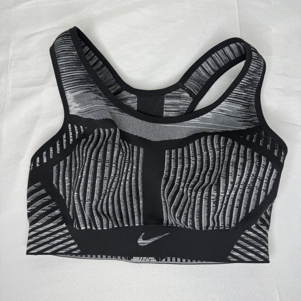 Nike‎ FE/NOM Flyknit High Support Non Padded Black Sports Bra Women's Small Gym